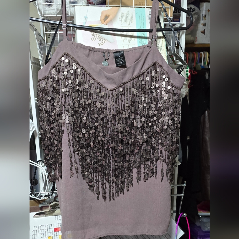 Plum  sequins cami top sz S